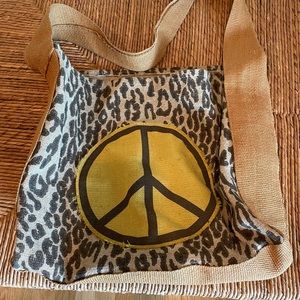 Peace sign fabric tote bag